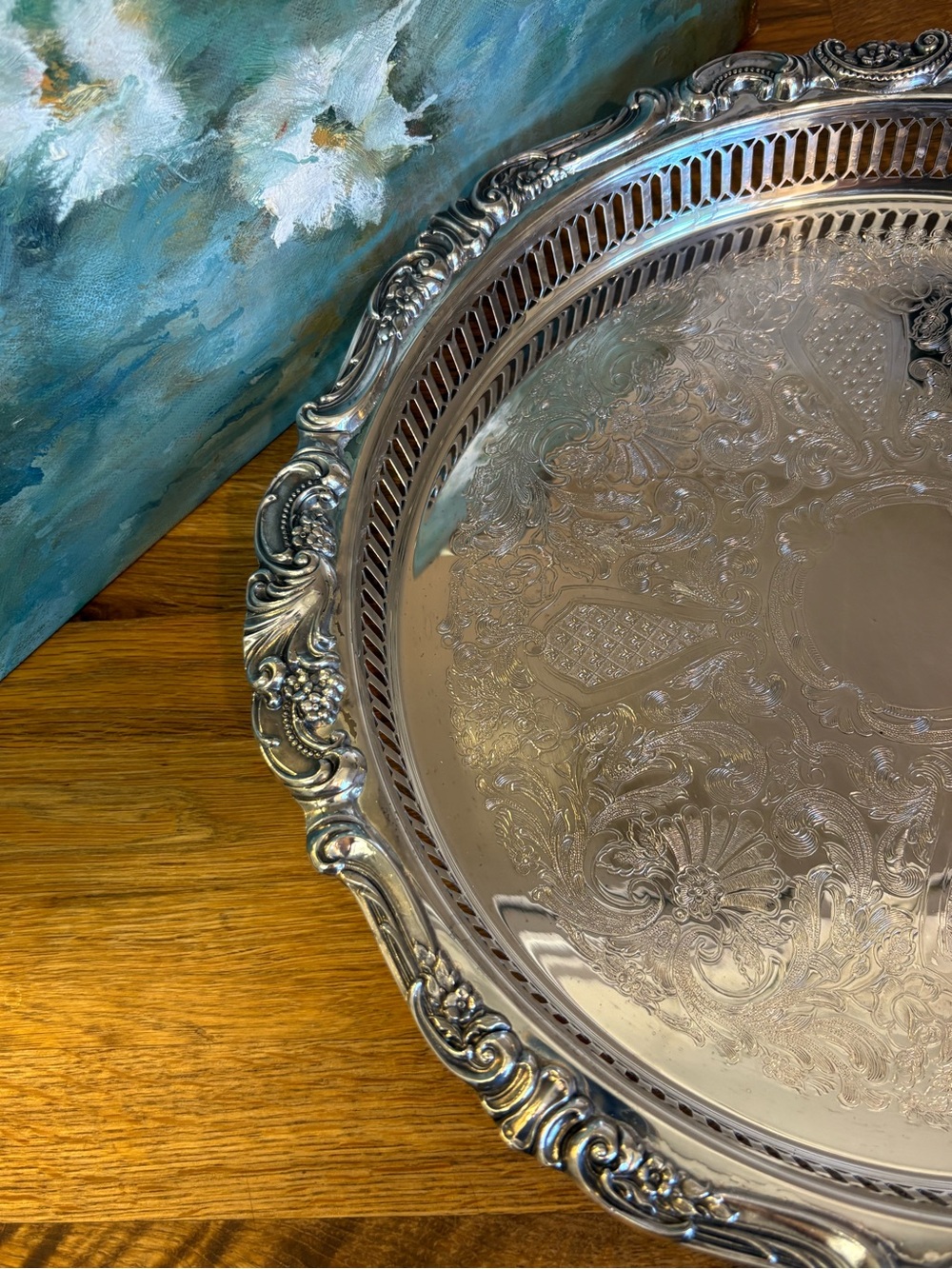 Vintage Wallace Baroque Silverplate Tray 13.25” - Picture 7 of 15
